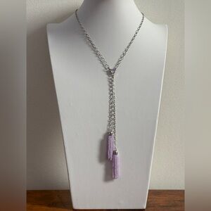 Express Lavender Beaded Double Tassel Necklace